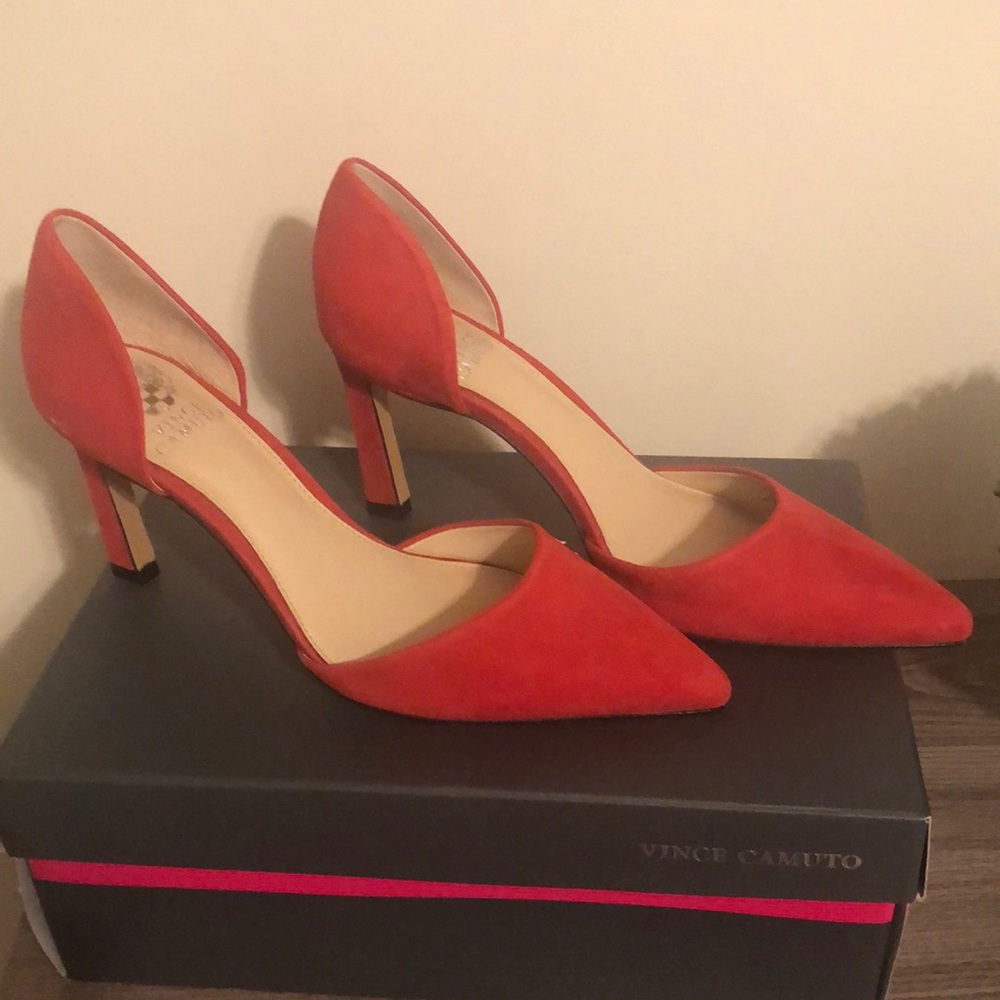 3 inch True Red Suede Vince Camuto Heels